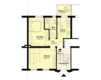 Schöne 2 Raum Wohnung mit Balkon fußläufiger Einkaufsmöglichkeit, 19300 Grabow, Erdgeschosswohnung