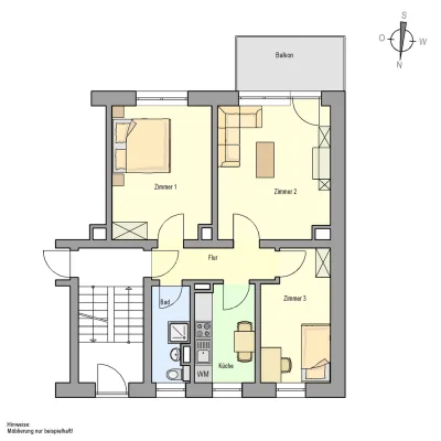 Modernisierte 3 Raum Wohnung mit Balkon und Fußbodenheizung, 19300 Grabow, Etagenwohnung