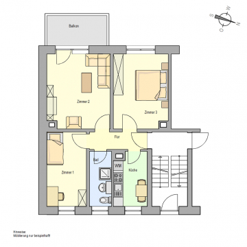 Renovierte 3-Raum Wohnung mit Balkon in der Nähe vom Waldbad, 19300 Grabow, Etagenwohnung